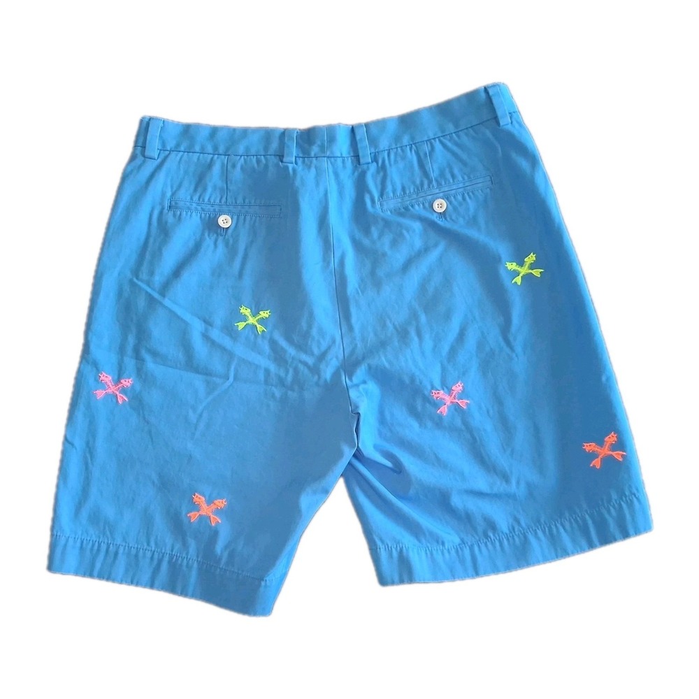 Vineyard Vines Breaker Shorts Men's 35 X 9" Blue Embroidered Cross Fishbone - Picture 4 of 11